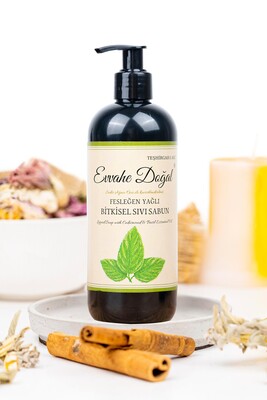 Sedir Ağacı Özü ile Kuvvetlendirilmiş Fesleğen Yağlı Sıvı Sabun (400ml) - EVVAHE DOĞAL